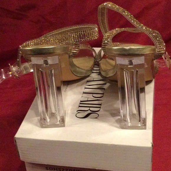 Dream Pairs Gold Rhinestone Chunky Heel Sandal - Picture 9 of 12